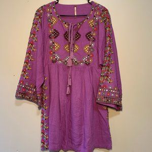 Free People Embroidered Linen Dress